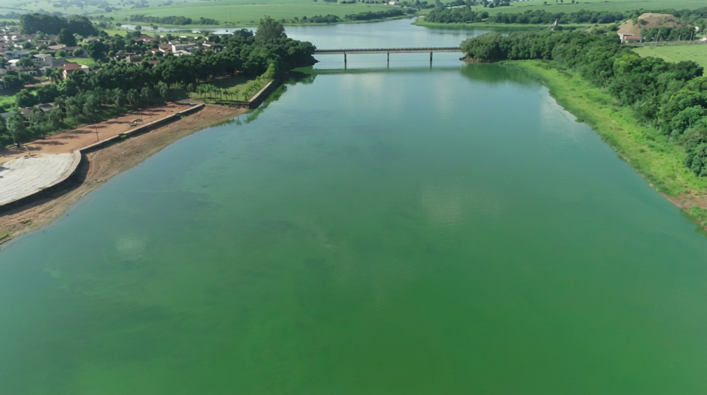 figura 1 – proliferação de algas em função da poluição da água do rio tietê, em sabino (sp).