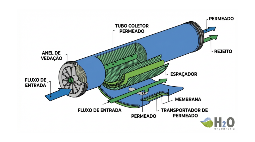 figura 3 – esquema de membrana de osmose reversa.