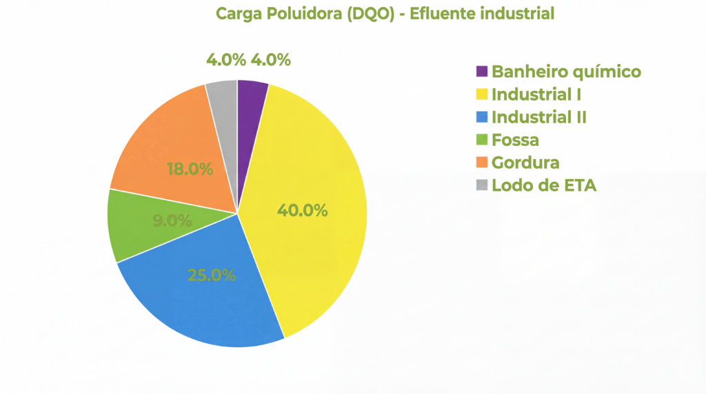 figura 4 – fração mássica do efluente industrial enviado para ete doméstica